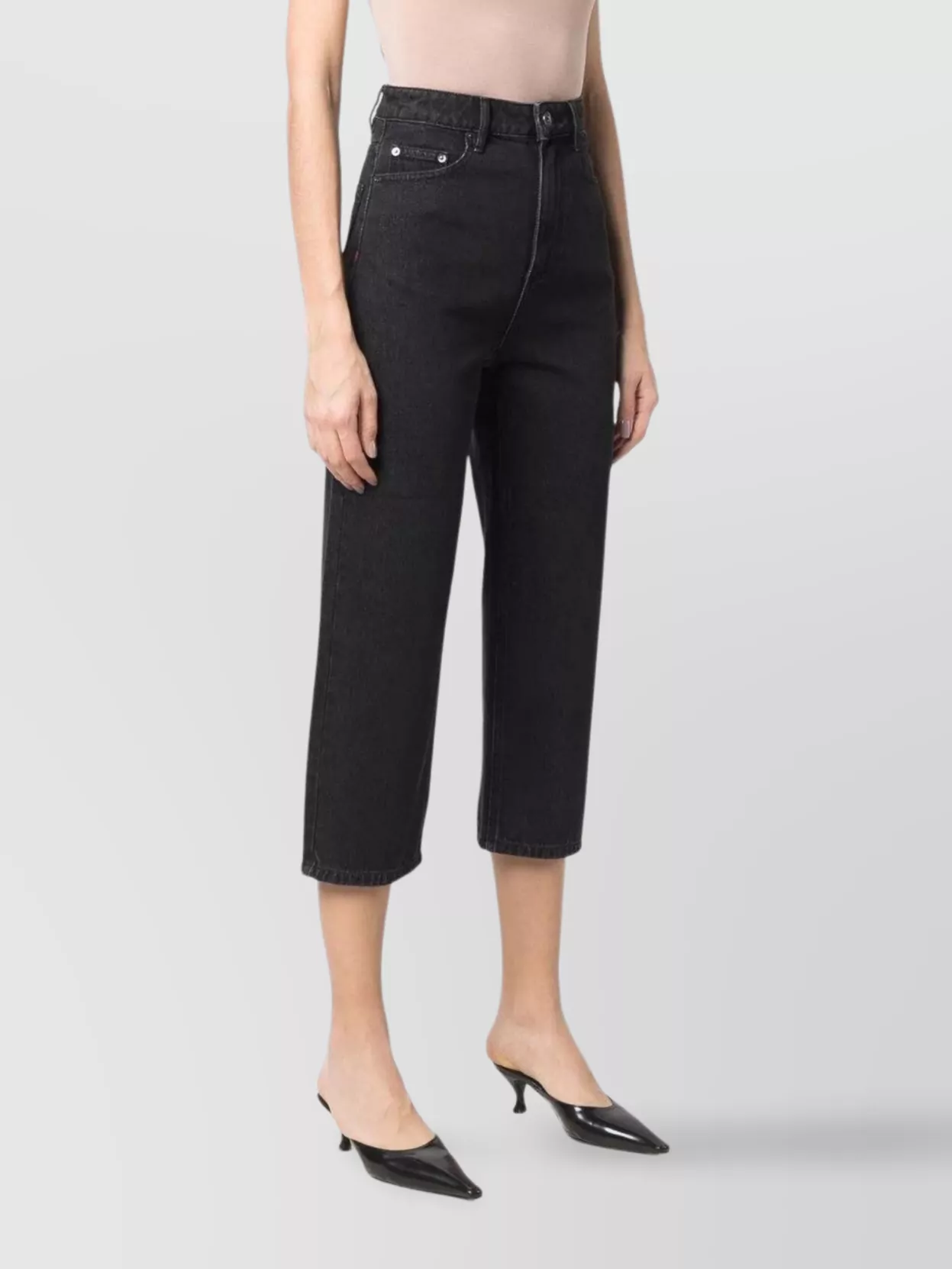 SELF-PORTRAIT HIGH WAIST CROPPED STRAIGHT-LEG JEANS 