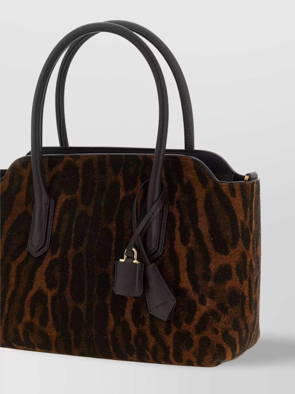Tom Ford Structured Animal Print Handbag With Top Handles