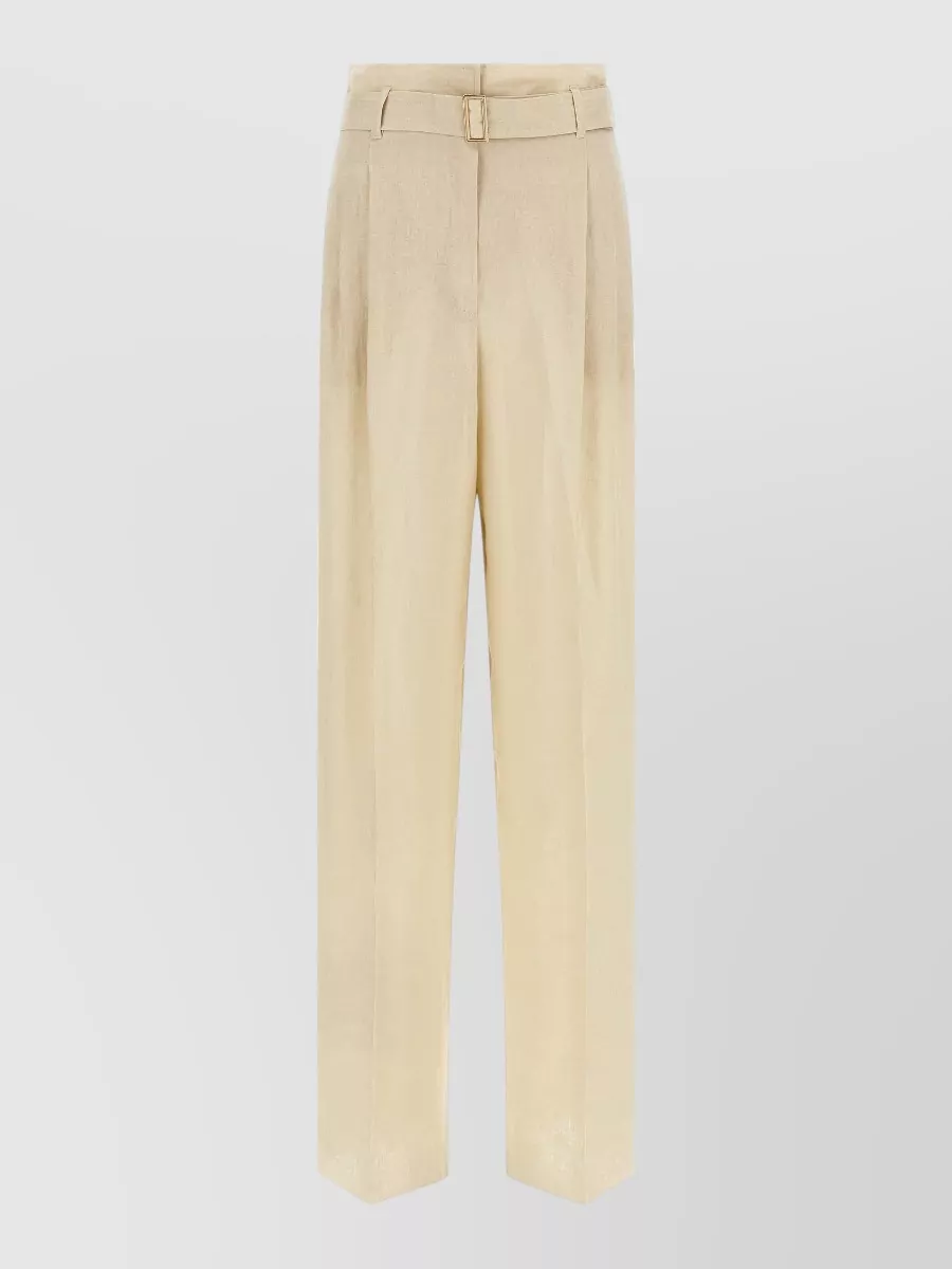 S Max Mara linen high-rise wide-leg trousers