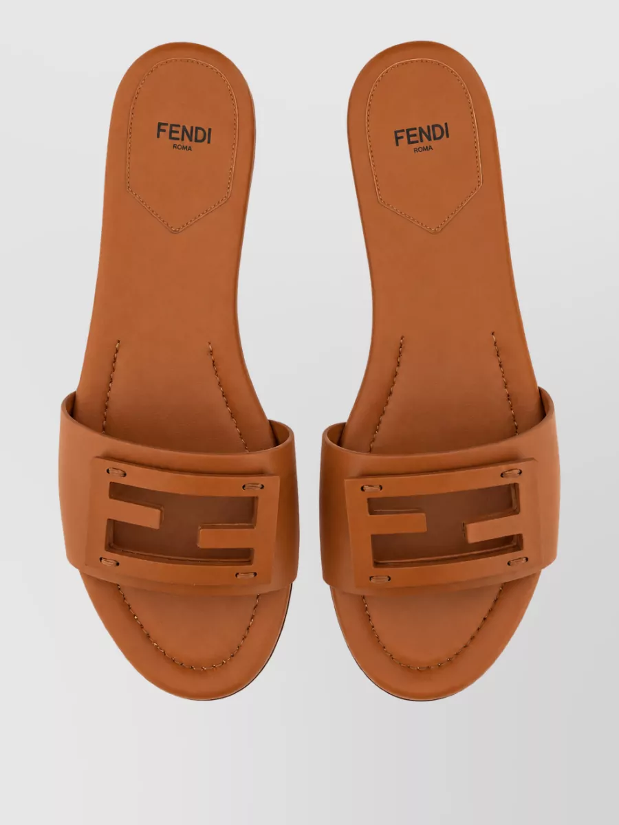 Fendi Leather Slide Sandal Open Toe Flat