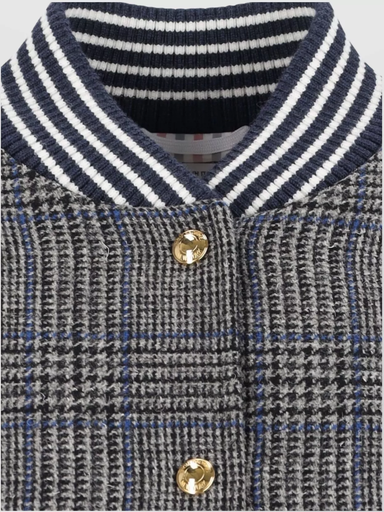 Thom Browne Checked Pattern Ribbed Collar Jacket