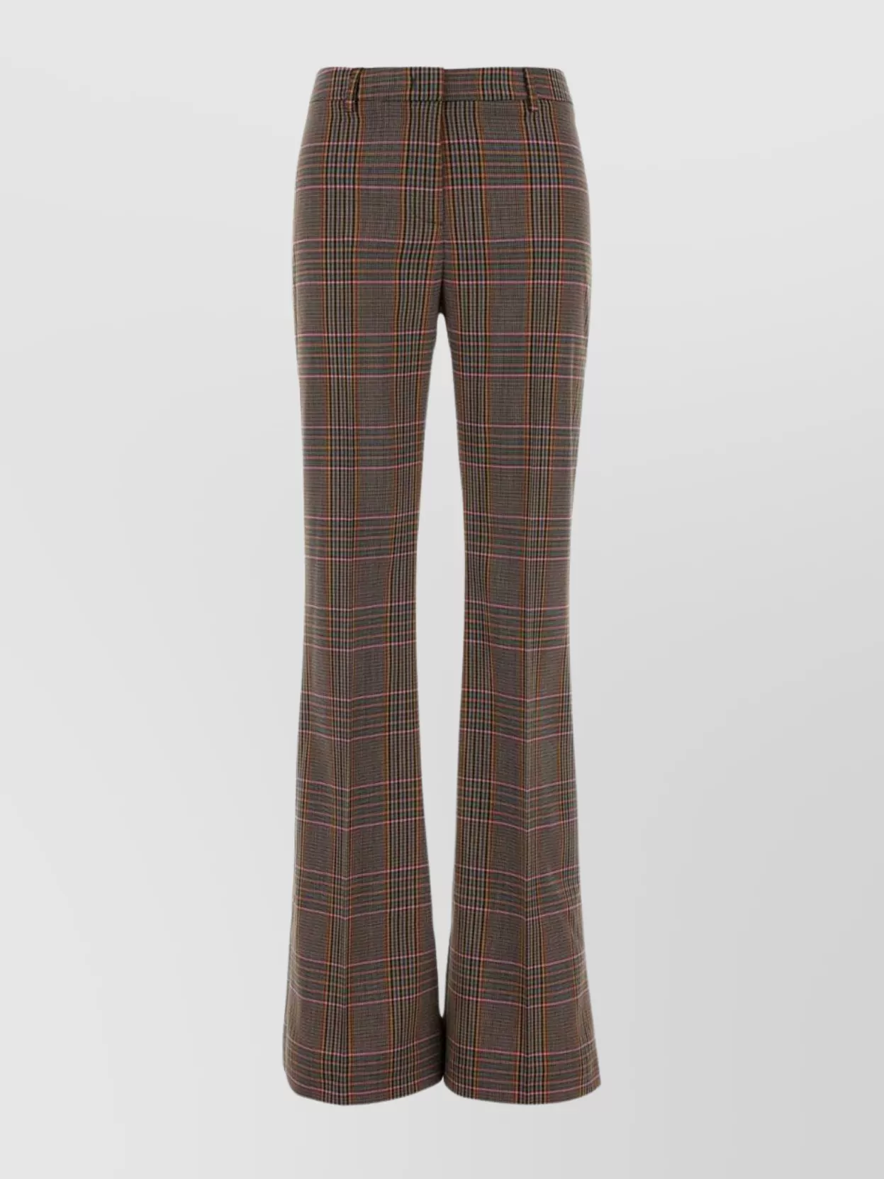 Etro Flared Pant Checked Pattern Embroidery Detail