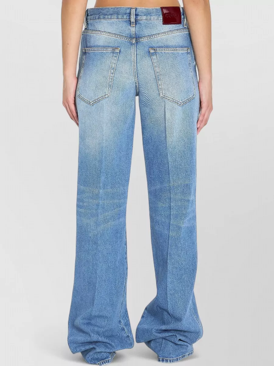 Gucci Denim Flare Trousers Mid Rise Wide Leg