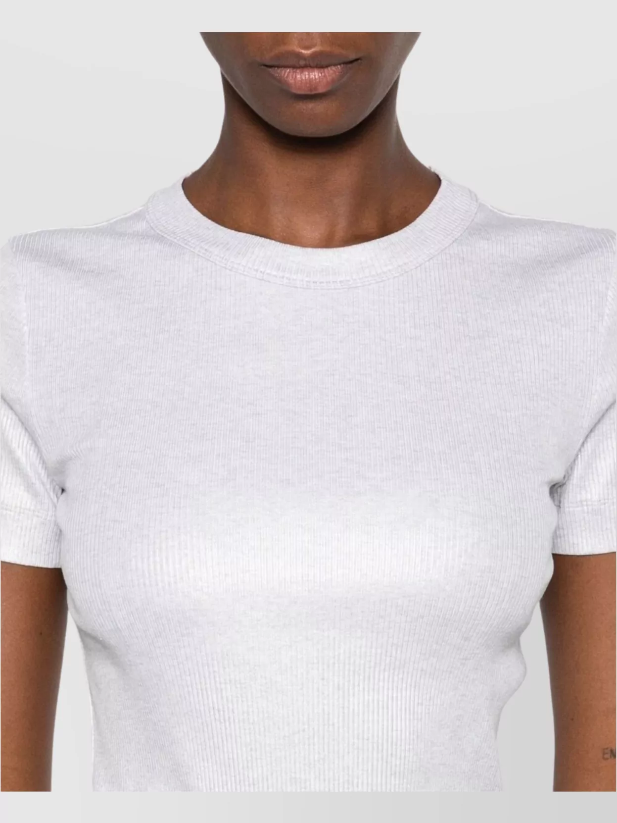 Brunello Cucinelli Ribbed Cotton Blend Round Neck T-shirt In White
