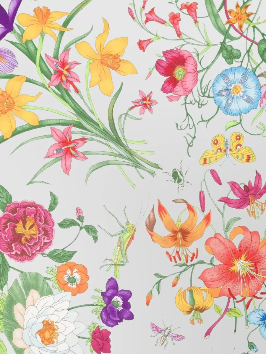 Gucci Silk Floral Print Square Scarf