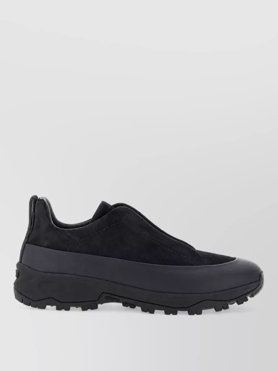 Zegna Leather Triple Stitch Monte Slip-On Sneakers