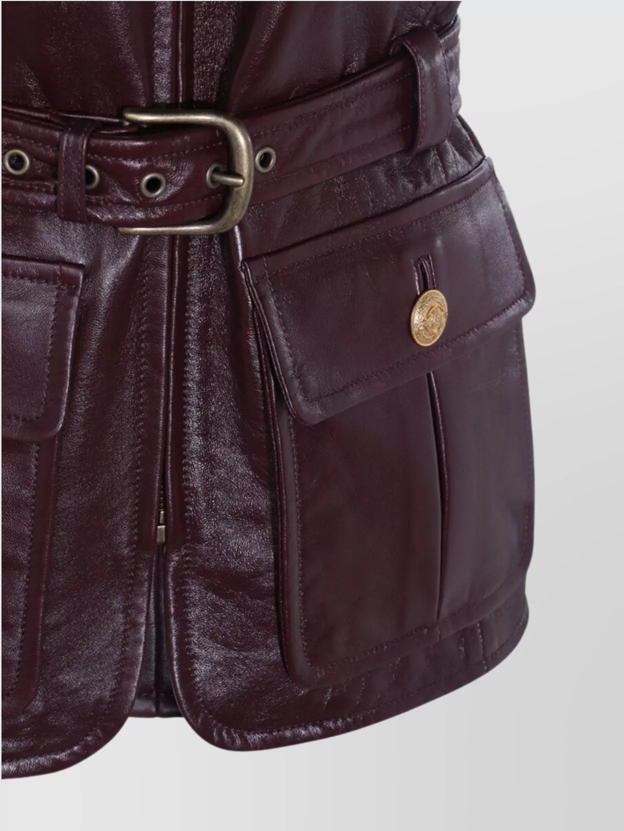Chloé Leather Belted Waist Sleeveless Jacket