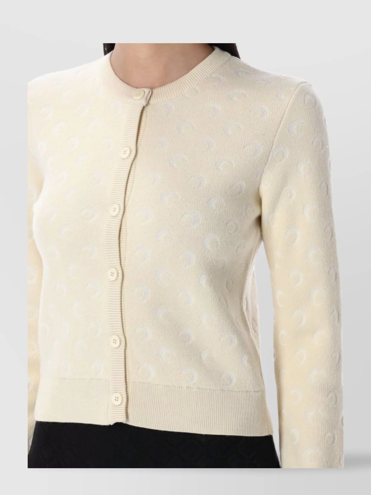 Marine Serre Moon Jacquard Textured Cardigan With Long Sleeves