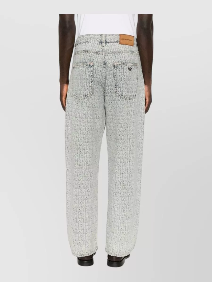 Emporio Armani Monogram-Print Denim Jeans