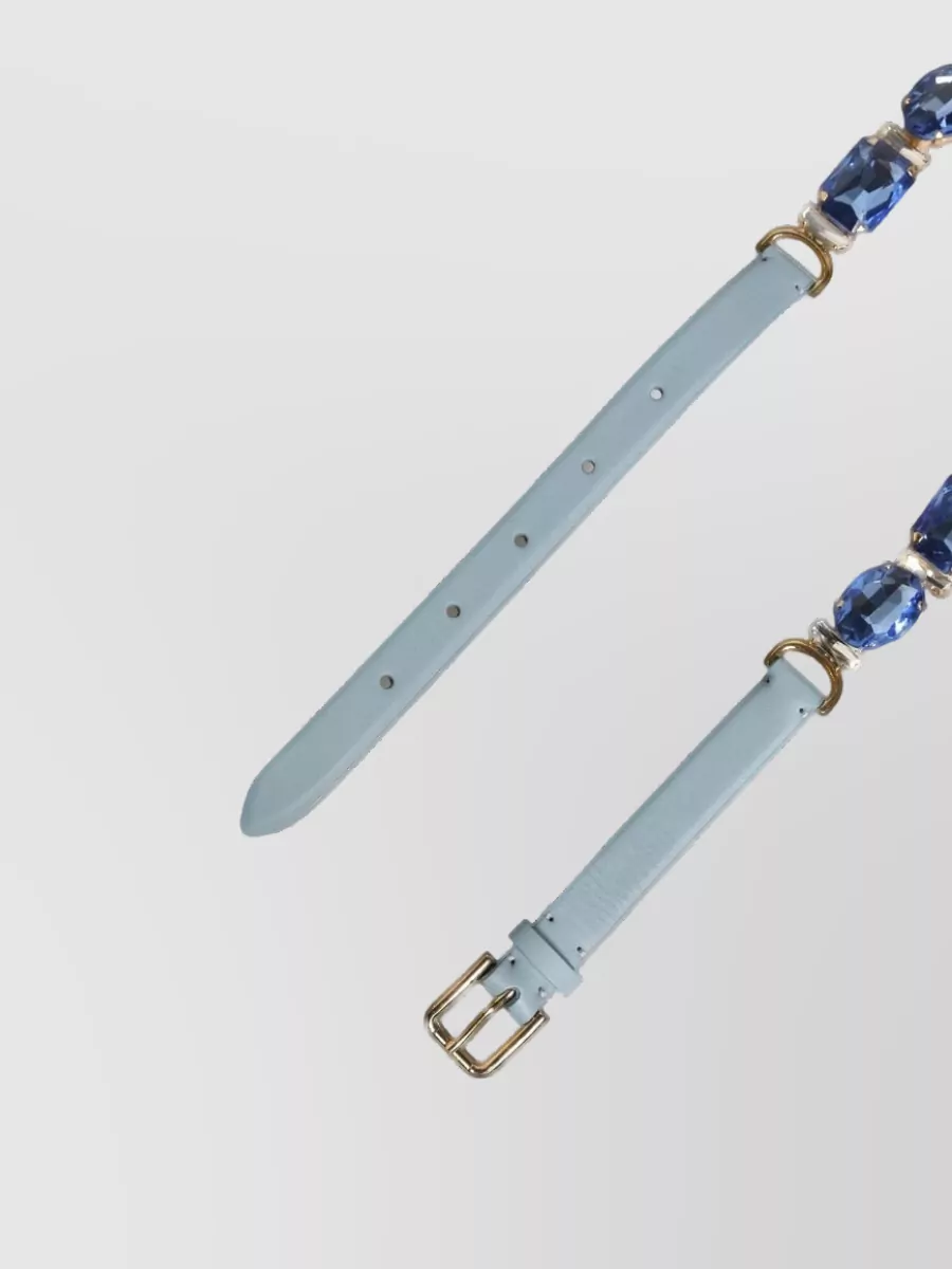 Dolce&Gabbana Leather Crystal Chain Embellished Belt