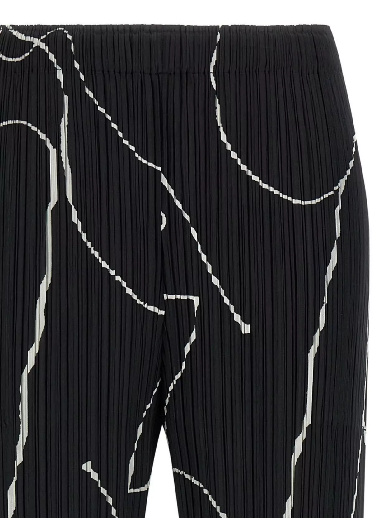Pleats Please Issey Miyake Abstract Pattern Trousers Elastic Waistband