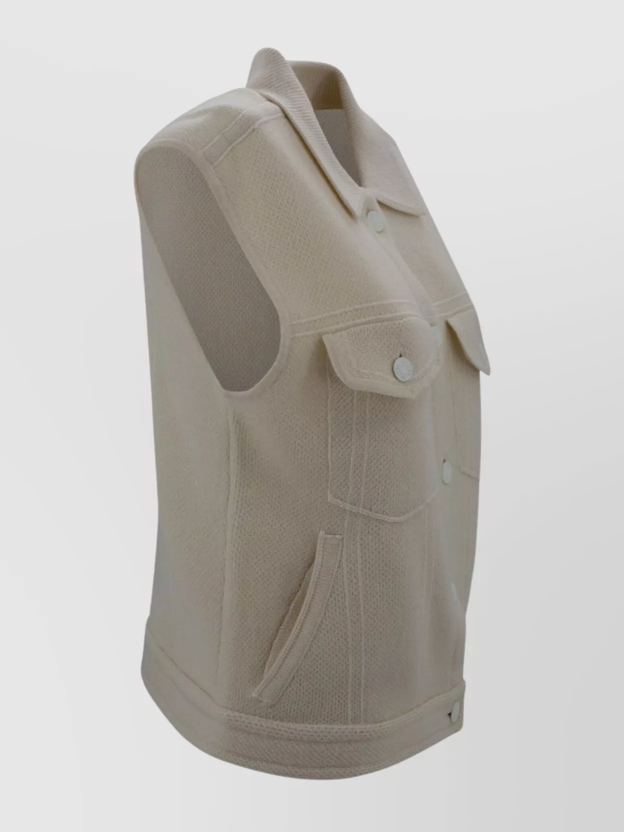 Kujten Cashmere Sleeveless Jacket Contrast Stitching