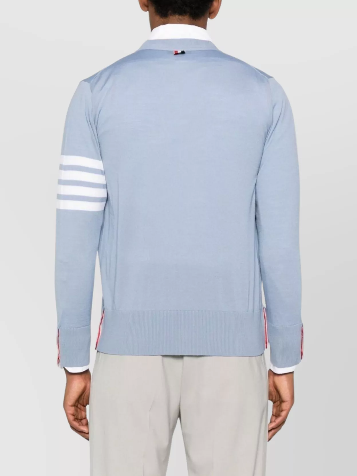 Thom Browne Striped V Neck Cardigan Pockets