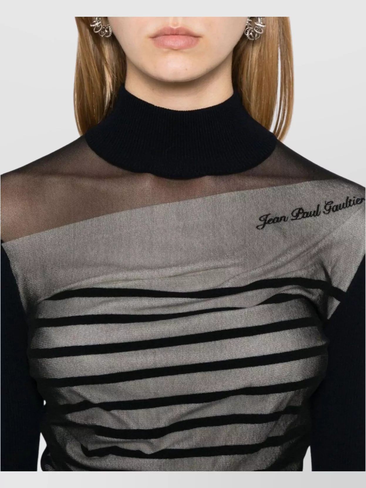 Jean Paul Gaultier Striped Mesh Layer Short Dress