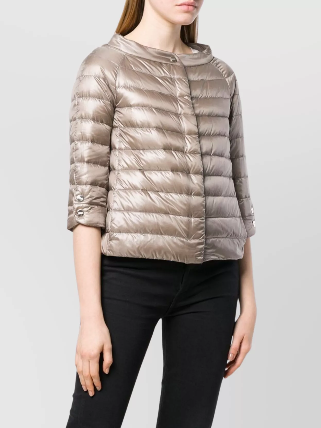Herno Quilted 3/4 Sleeves Shiny Lightweight Jacket