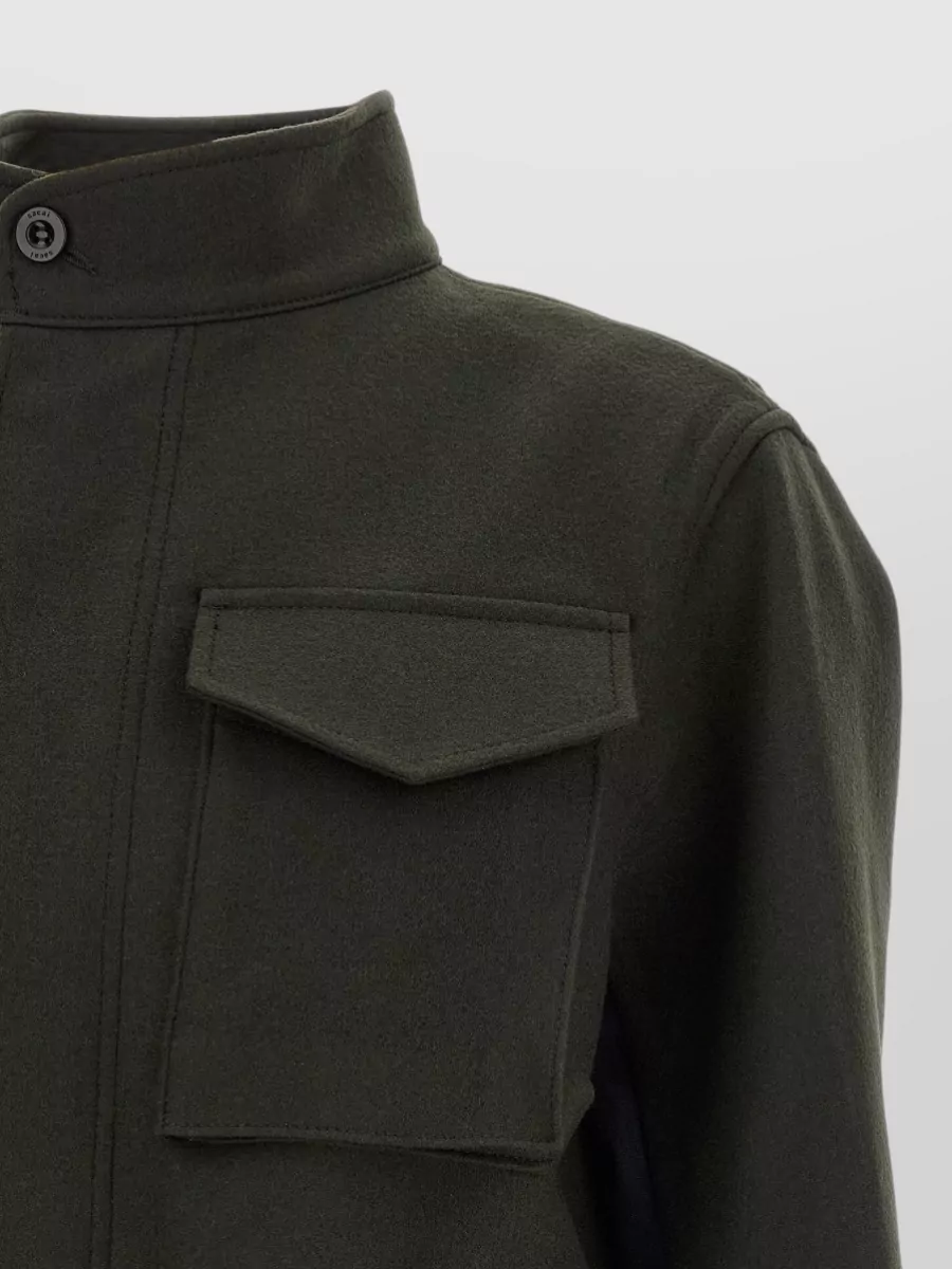 Sacai Wool Faux Fur Collar Military Coat