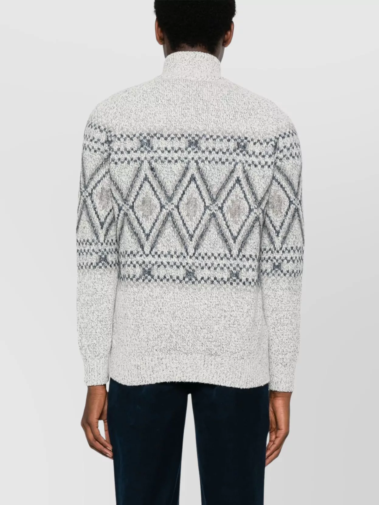 Brunello Cucinelli High Collar Geometric Pattern Sweater