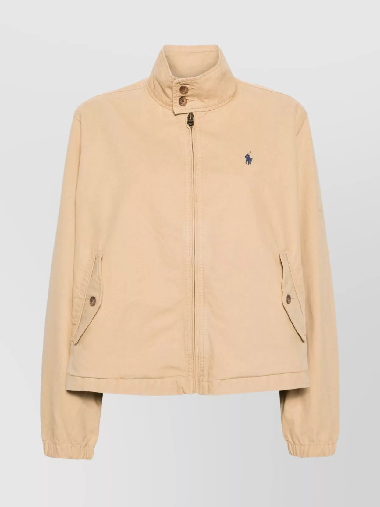 Shop Ralph Lauren Logo Cotton Canvas Jacket With High Neck