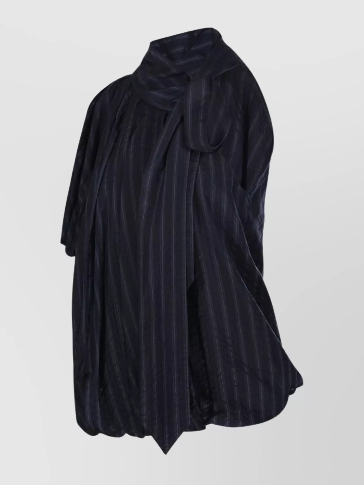 Dries Van Noten Bow Neck Striped Puff Loose Shirt