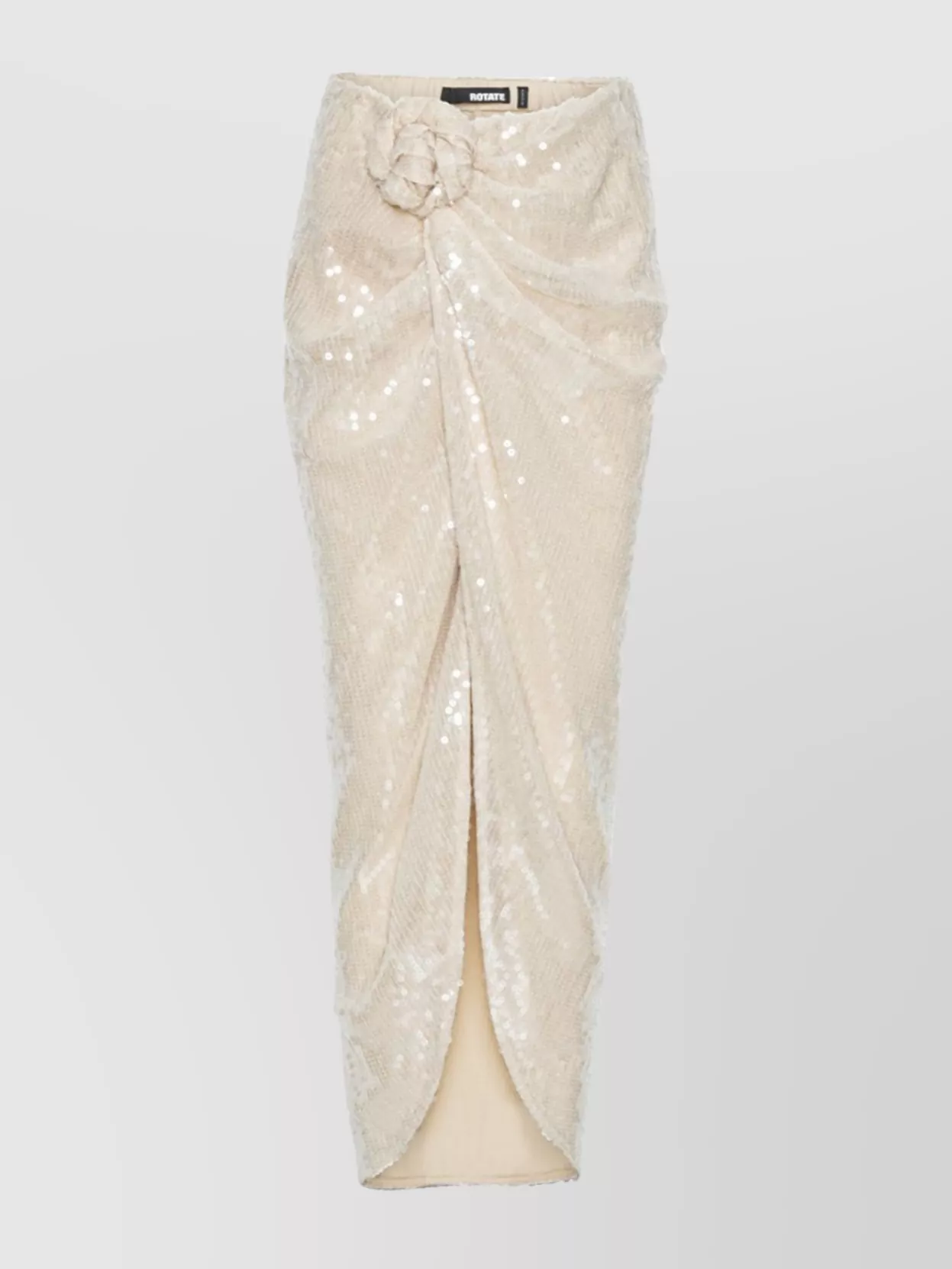 Rotate Birger Christensen Flower-detail Sequin-embellished Maxi Skirt In Neutral