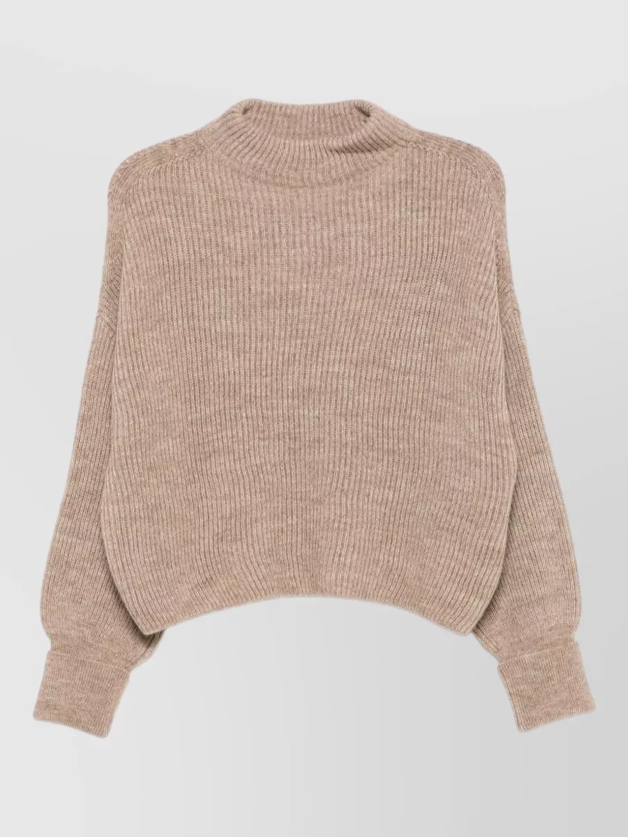 Closed ribbed high-neck wool-blend sweater
