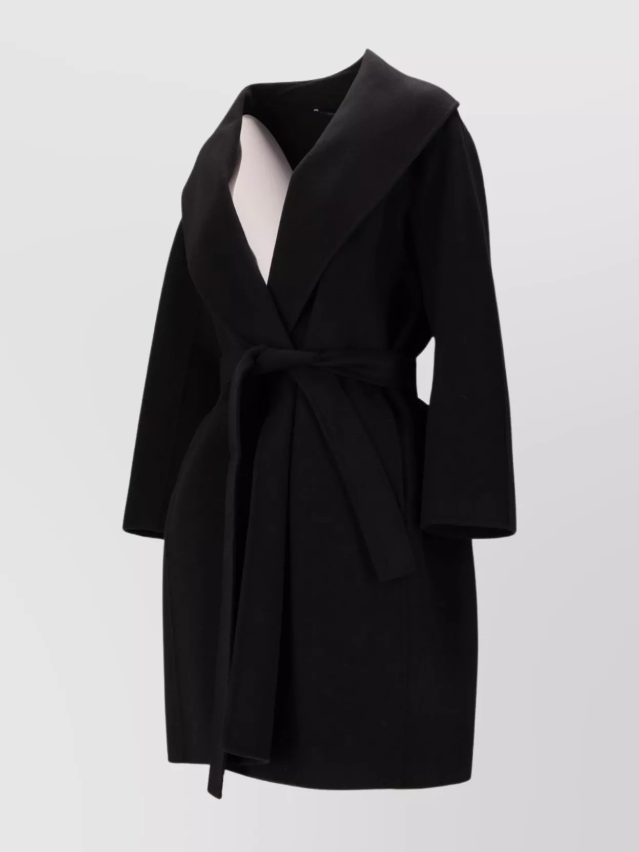 S Max Mara Belted Waist Long Sleeve Shawl Collar Coat