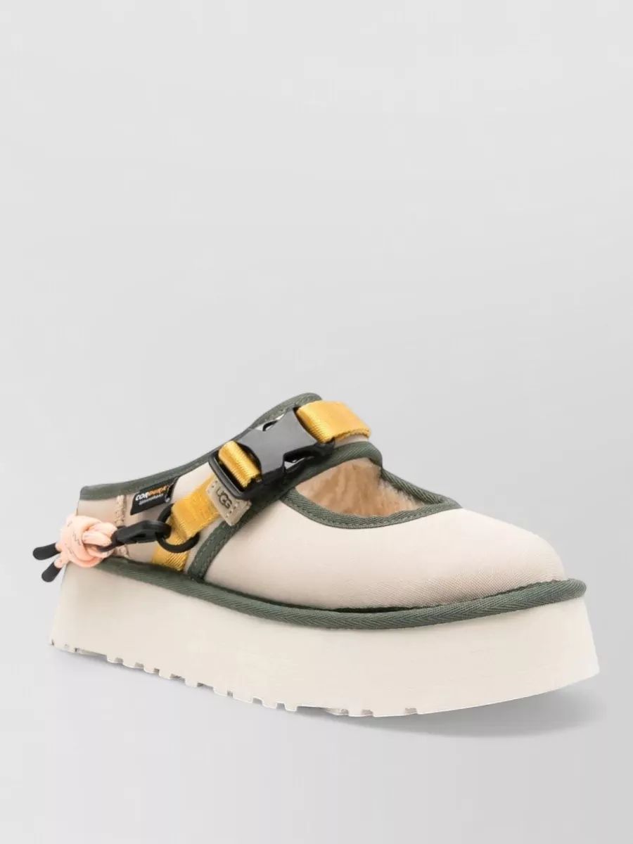 Ugg textile and leather mary jane slippers