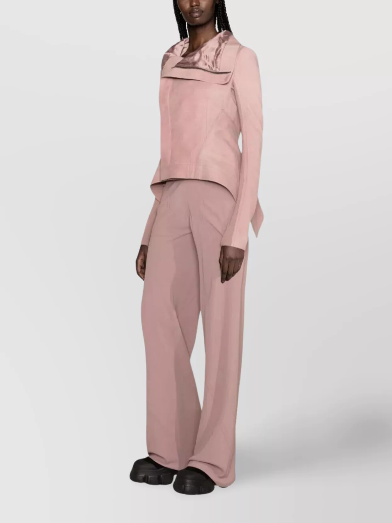 Rick Owens High Waist Wide Leg Trousers In Pink