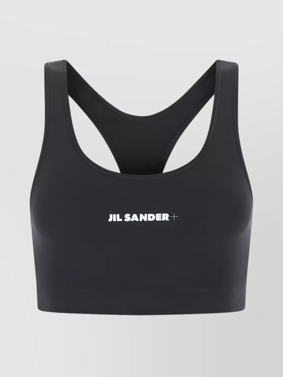Shop Jil Sander Front Logo Print Sports Bra In Black