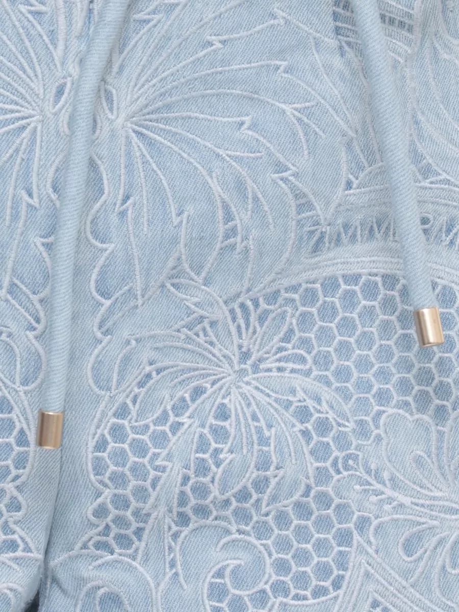 Zimmermann Embroidered Denim Tailored Shorts