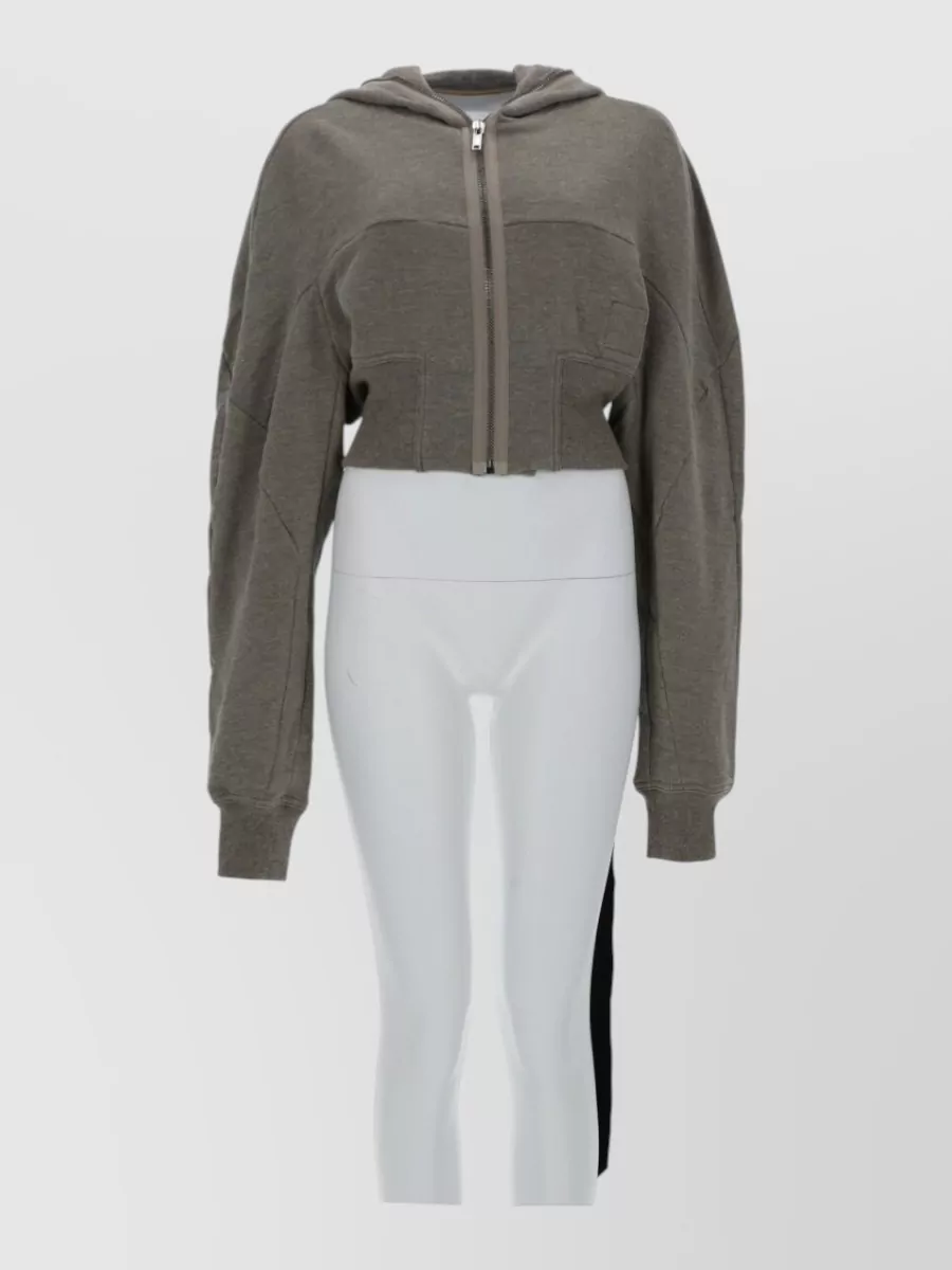 Rick Owens Drkshdw ribbed cropped hooded sweatshirt