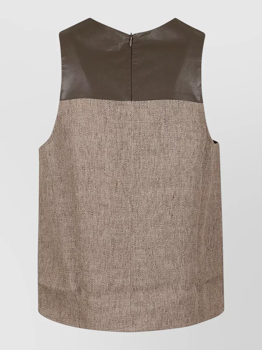 Emporio Armani Linen Sleeveless Round-Neck Top