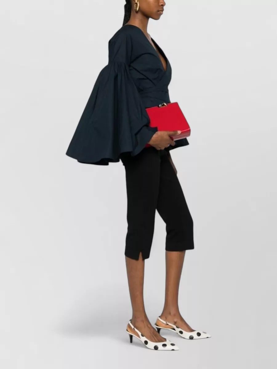 Jacquemus Cotton V-Neck Cropped Wrap Blouse