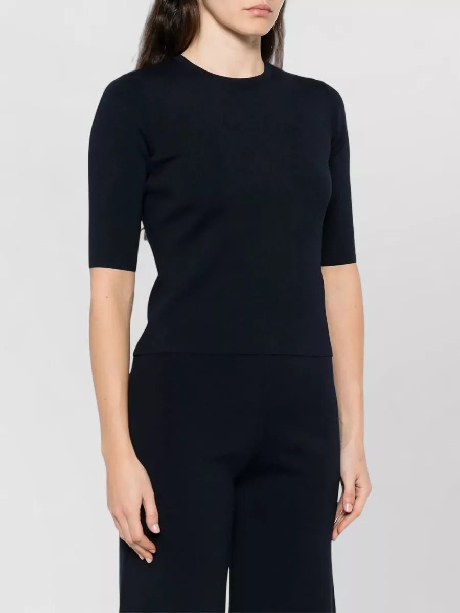 Max Mara Ribbed Crew Neck Three Quarter Sleeve T-Shirt