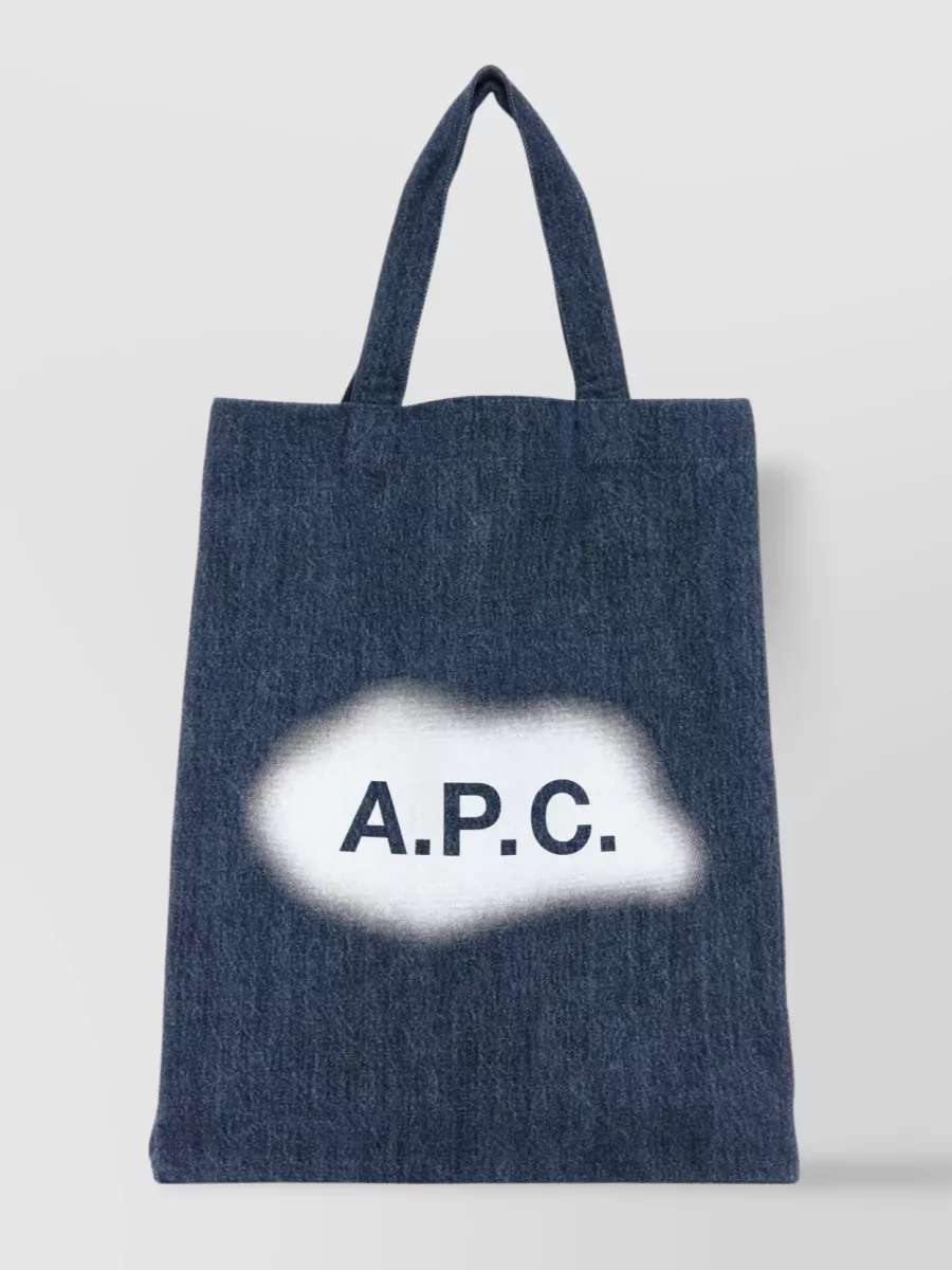 Shop Apc Denim Lou Shopper With Patch Pocket In Blue