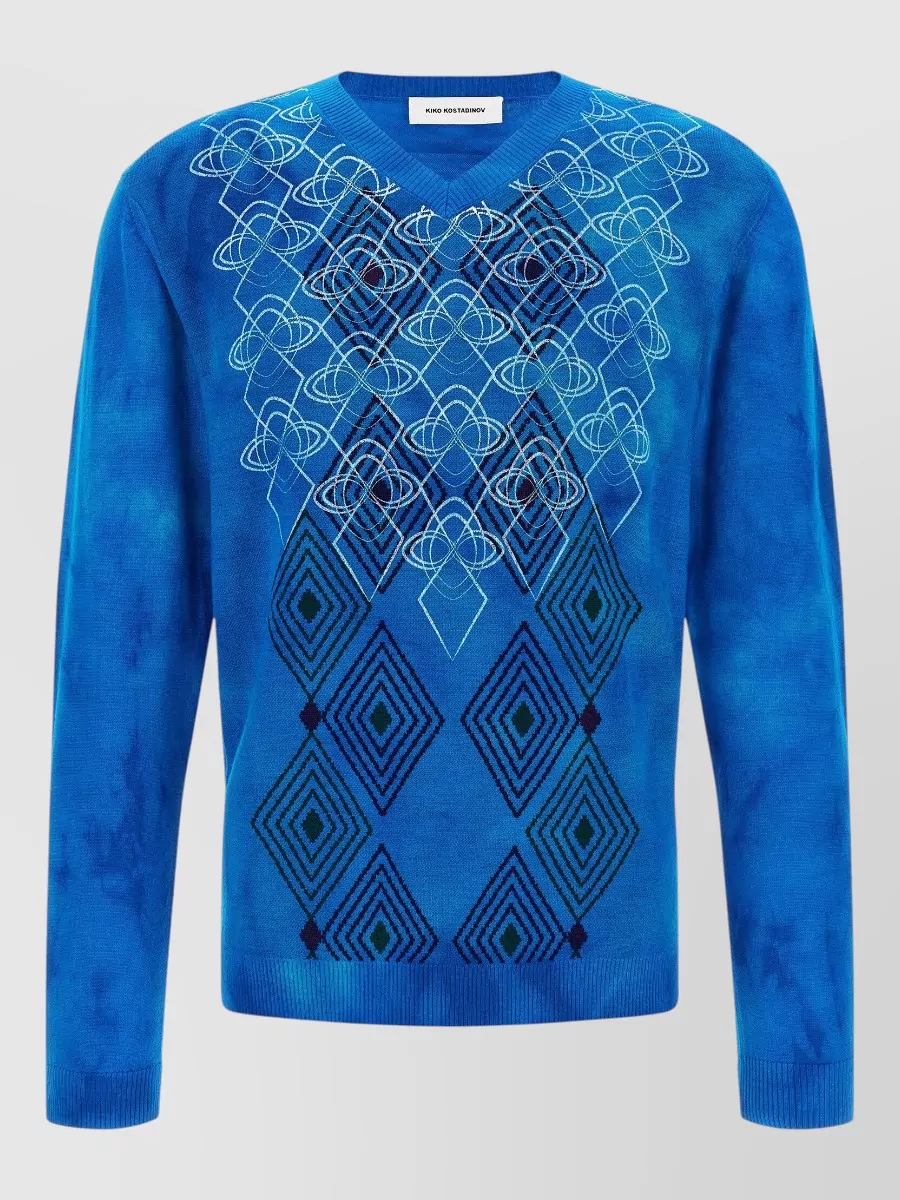 Kiko Kostadinov wool v-neck jacquard-knit sweater