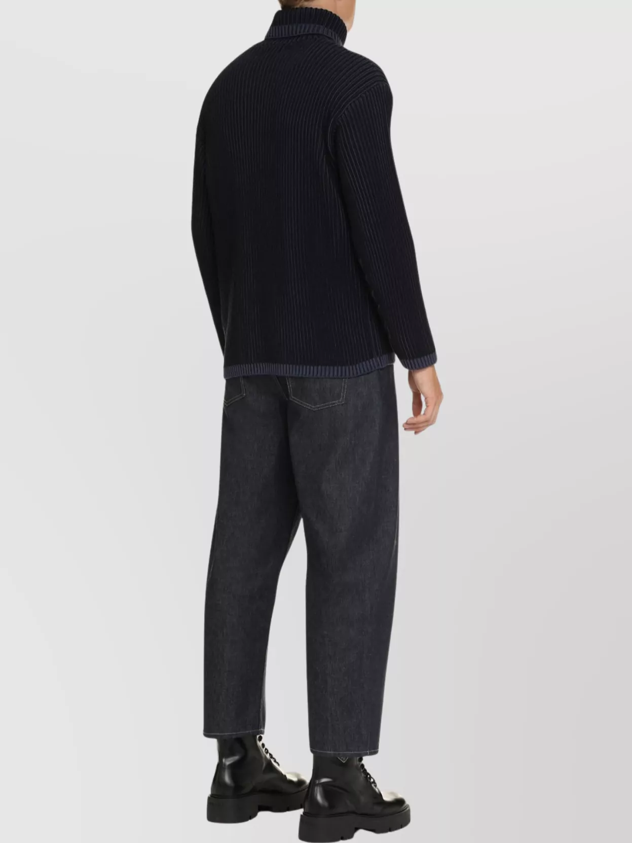 Stone Island Turtleneck Sweater Virgin Wool Contrast Trim