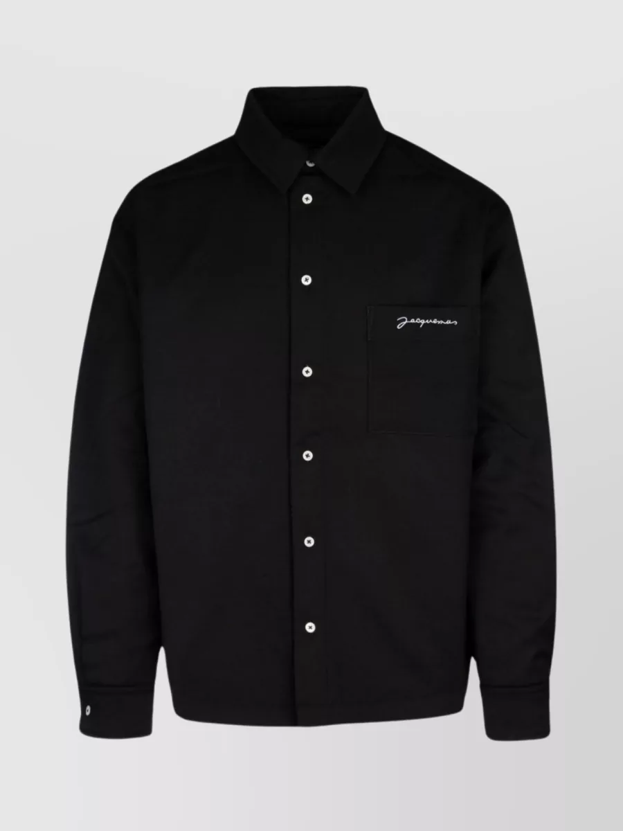 Shop Jacquemus La Chemise Boulanger Shirt Featuring A Convenient Chest Pocket In Black