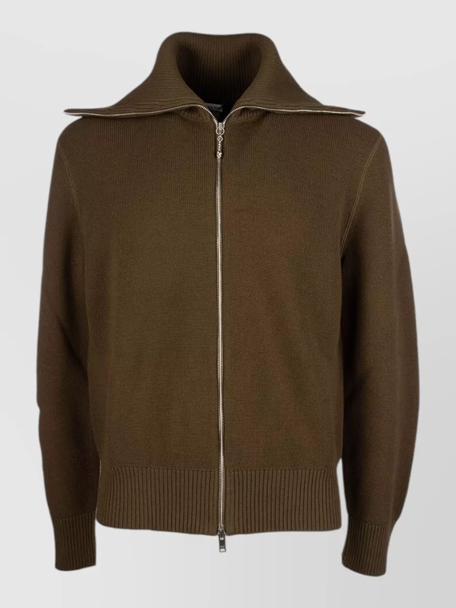 Bottega Veneta Wool Zip-Up High-Neck Cardigan