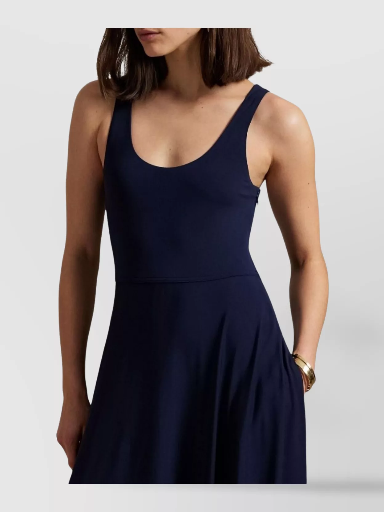 Ralph Lauren Cotton Dress With Fitted Bodice And Flared Skirt