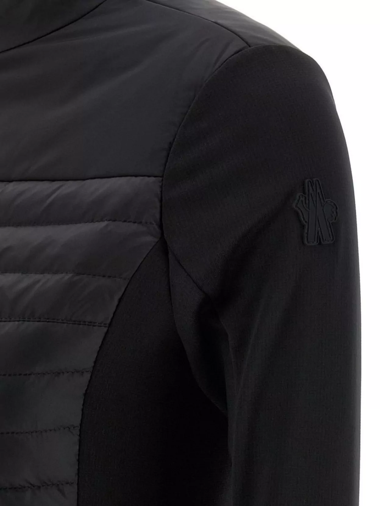 Moncler Quilted High Collar Long Sleeve Cardigan In Black