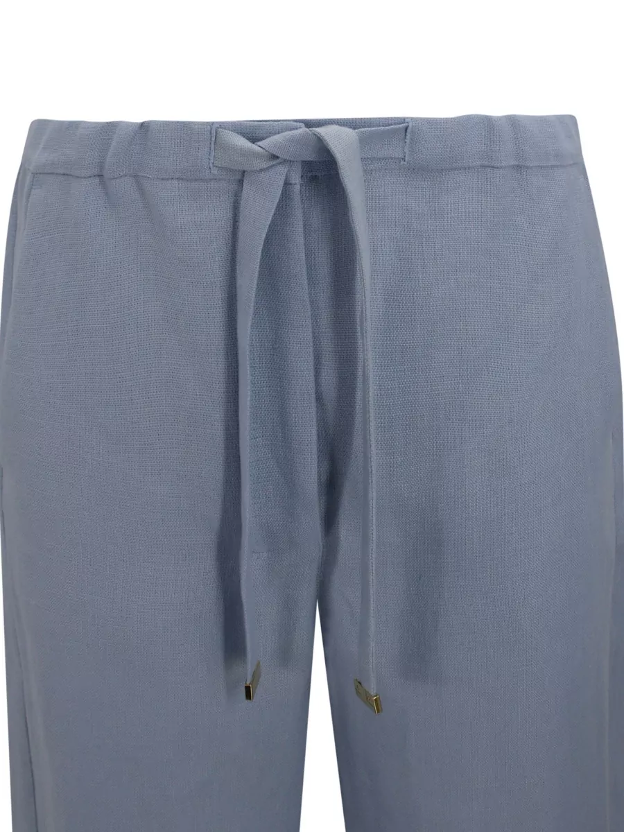 S Max Mara Linen Straight-Leg Drawstring Trousers