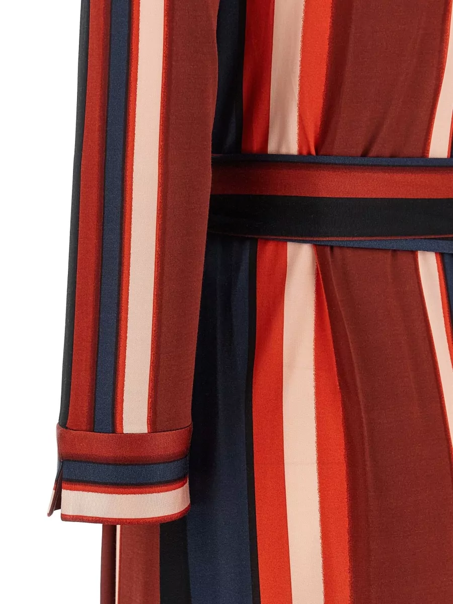 Diane Von Furstenberg Striped Wrap Midi Dress