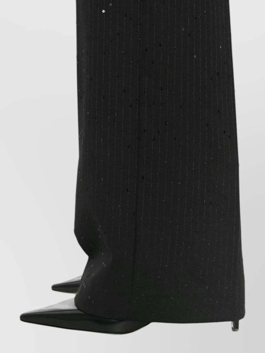 Ermanno Firenze Pinstripe Sequin-Embellished Straight-Leg Suit Trousers