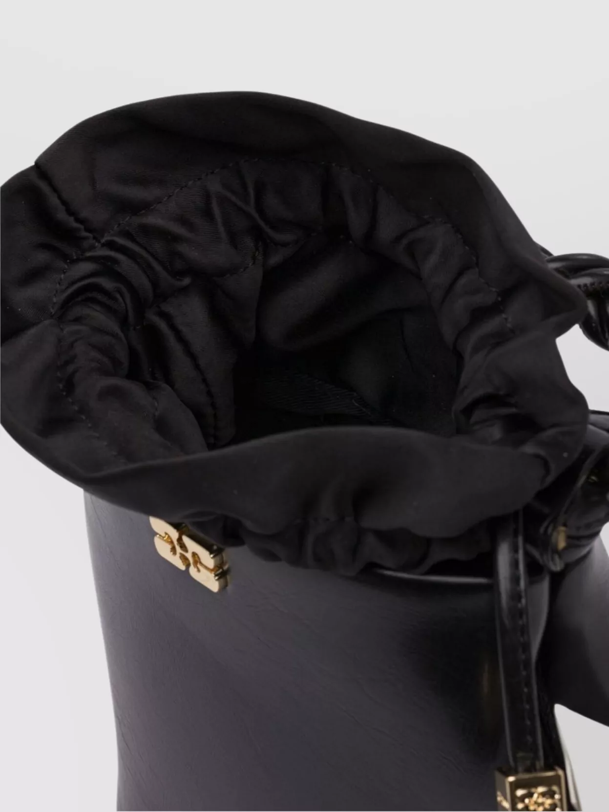 Ganni Bou Bucket Mini Crinkle Oleatex Handbags Black