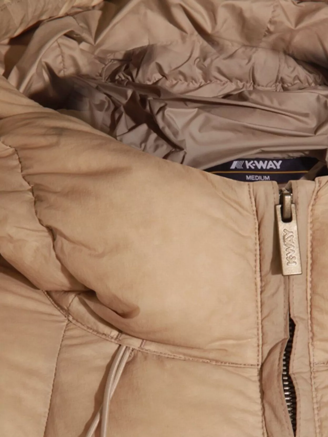 K-Way Hooded Quilted Down Jacket Drawstring