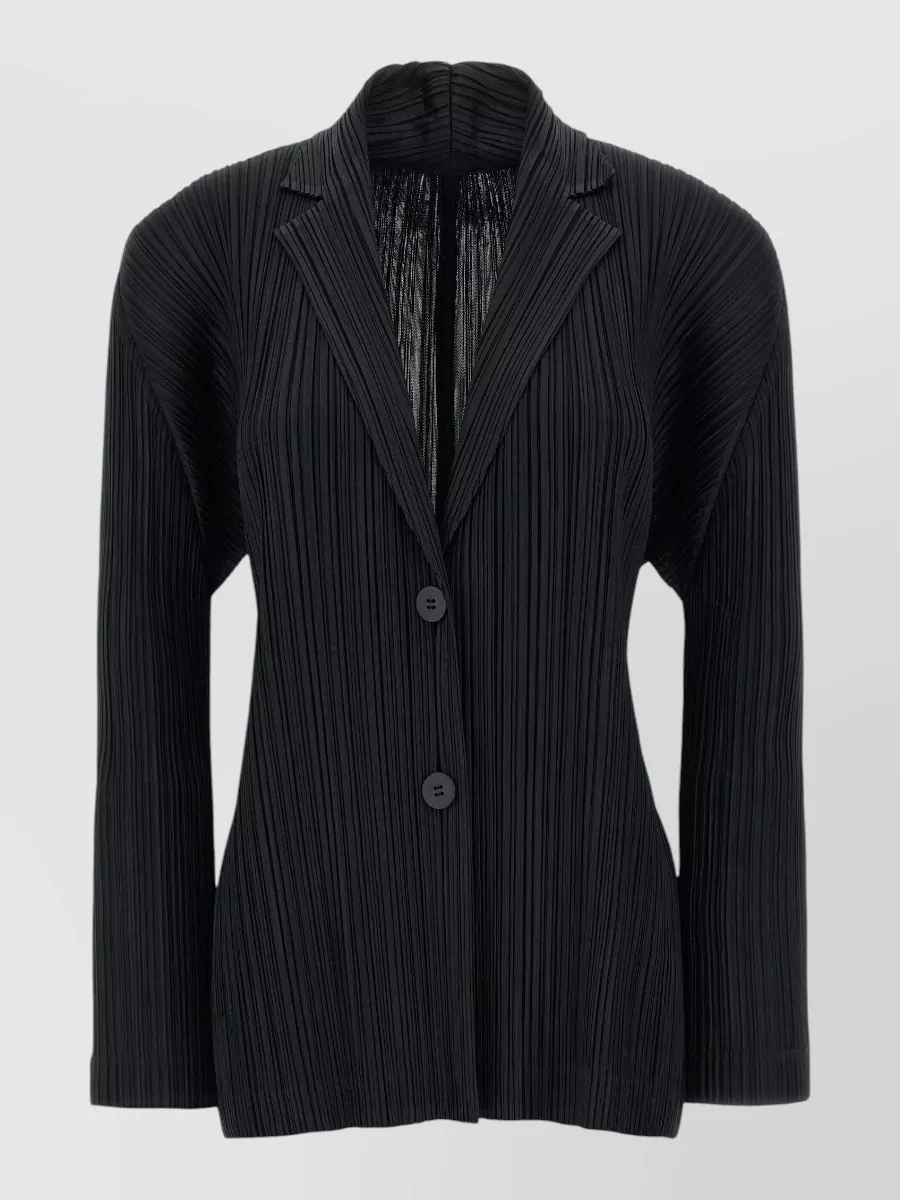 Pleats Please Issey Miyake Pleated Single-Breasted Blazer