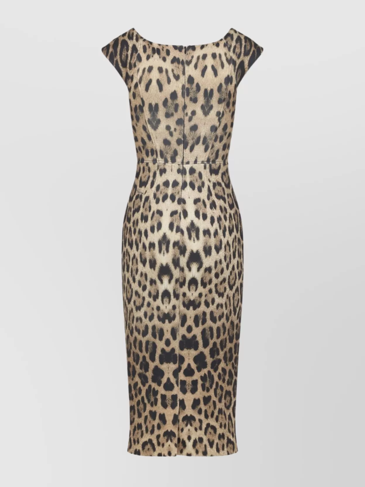 Roberto Cavalli Animal Print Midi Dress With Cap Sleeves In Animal Print