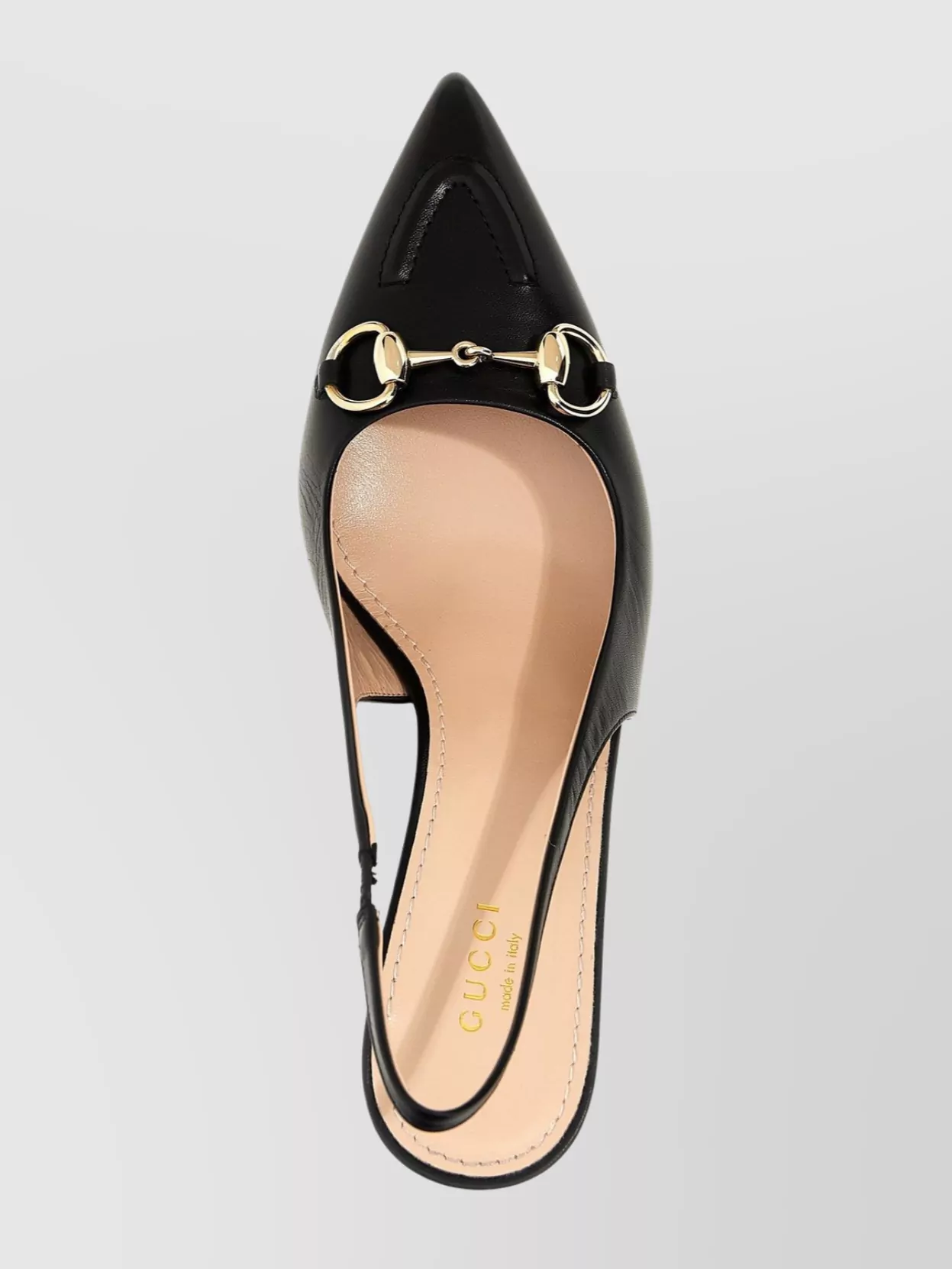 Gucci Slingback With Pointed Toe And Gold Hardware In Black