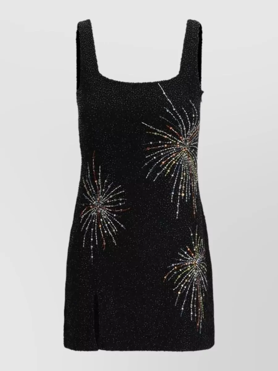 Staud beaded sleeveless square neck mini dress